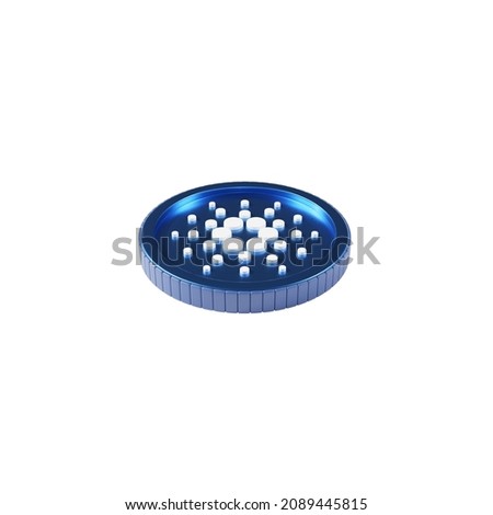 ADA coin isolated on white background (side view) , 3D rendering