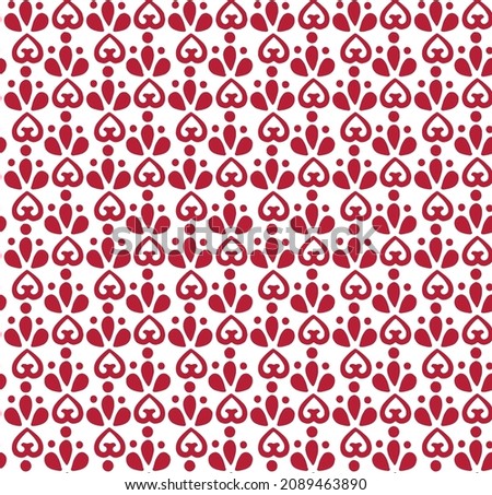Seamless christmas geometric ornamental red vector pattern,Seamless heart flower vector pattern in geometric ornamental style