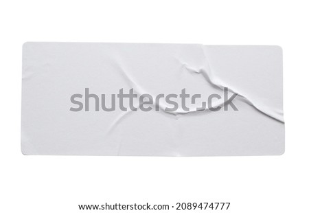 Blank paper sticker label texture isolated on white background