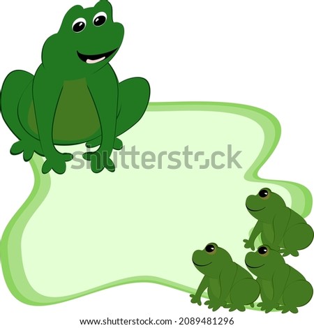 green frog and tadpole, frog , isolated cartoon amphibian vector illustration