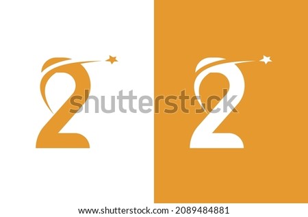 Number 2 logo with star concept. Logo for anniversary or vector element