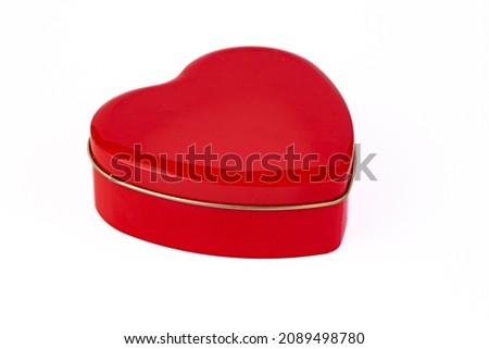 Heart shape Valentine gift box on white background Royalty-Free Stock Photo #2089498780
