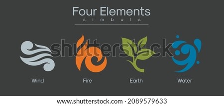 Four Elements nature icons set Royalty-Free Stock Photo #2089579633