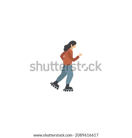 girl rollerblading vector illustration on white background