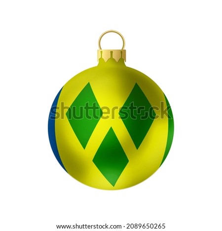 National Christmas ball. Fur- tree classic round toy on white background. Saint Vincent and the Grenadines