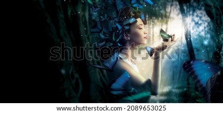 Beautiful girl in a fairy forest. Royalty-Free Stock Photo #2089653025