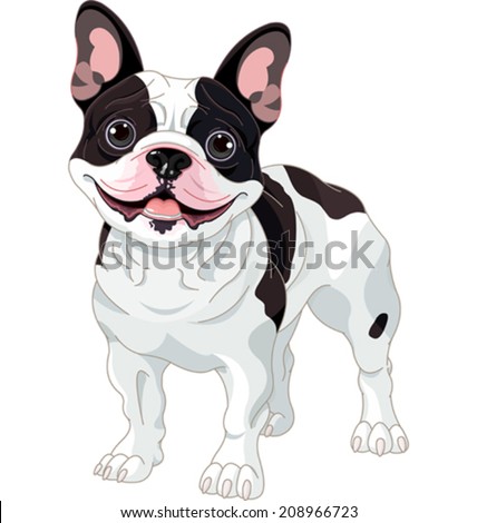 Illustration of cartoon French bulldog