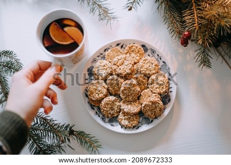 Christmas time peace with homemade cookies. Royalty-Free Stock Photo #2089672333
