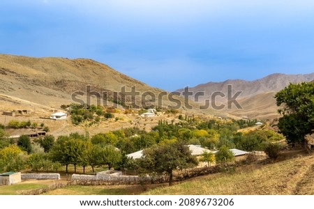 Uzbekistan, landscape and villages while hiking in the Nuratau mountains Royalty-Free Stock Photo #2089673206