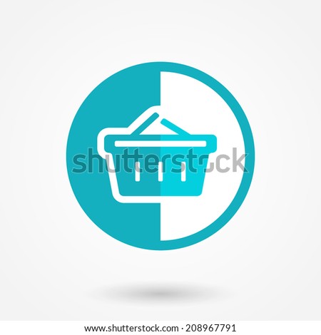 Shopping basket flat icon - vector illustration