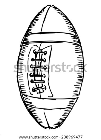 sketch, doodle, hand drawn illustration of American football ball