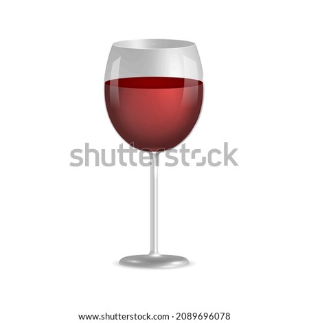 Glass of red wine isolated on white background, vector illustration.