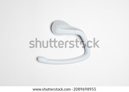 Plastic hanger for clothes isolated on white background.High resolution photo.Top view. Mock-up.