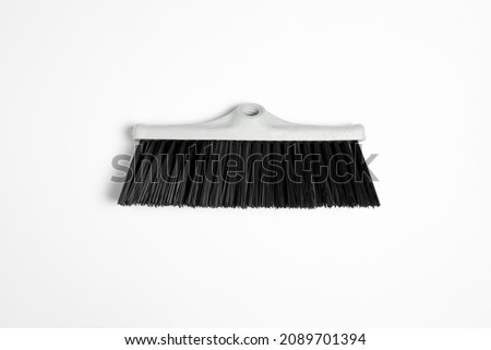 Plastic broom head isolated on white background.High resolution photo.Top view. Mock-up.