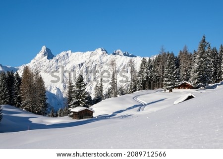 Perfekt Winter Day in the Valley of Montafon, Vorarlberg, Austria Royalty-Free Stock Photo #2089712566