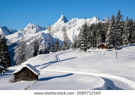 Perfekt Winter Day in the Valley of Montafon, Vorarlberg, Austria Royalty-Free Stock Photo #2089712569