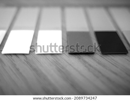 Office stickers on wooden table backdrop
