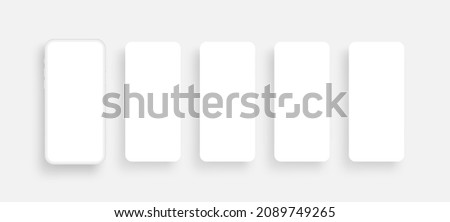 Clay Phone and Blank Screens for Social Media Posts Template. Vector Illustration