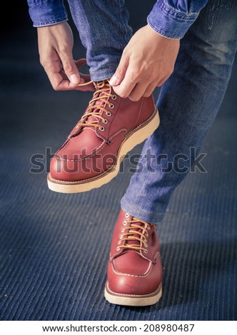 Men wearing work boot