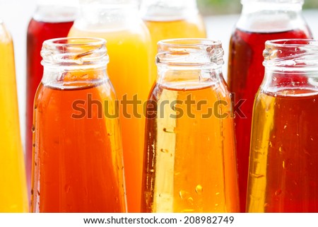 different bottles of juice