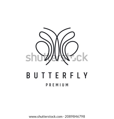 Butterfly logo linear style icon on white backround