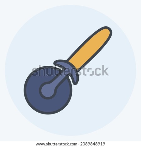 Icon Pizza Cutter - Color Mate Style - Simple illustration,Editable stroke,Design template vector, Good for prints, posters, advertisements, announcements, info graphics, etc.