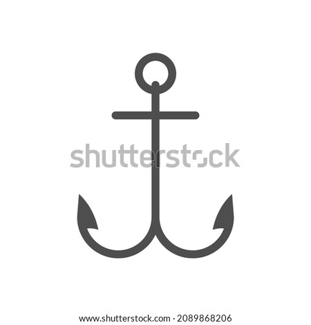 Anchor vector single icon, separate isolated sign. Retro sea ship nautical equipment. Navy travel vintage equipment