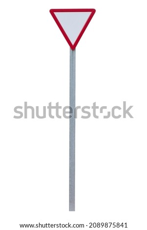 rectangular red and white yield sign. Vertical signal with white background
