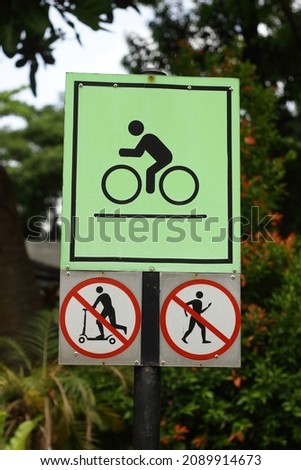 Sign board of bicyling only
