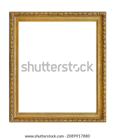 Old wooden picture frame isolated on white background