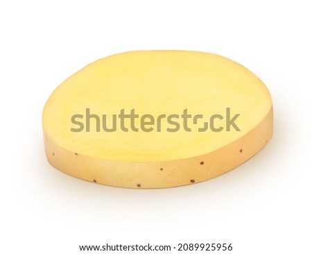 Slice of fresh whole potato isolated on a white background. Clip art image for package design.