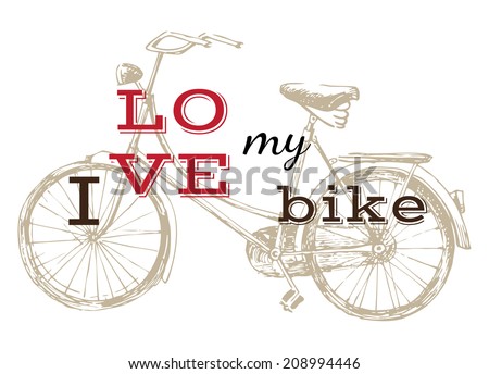 Poster  with hand drawn bicycle and type design