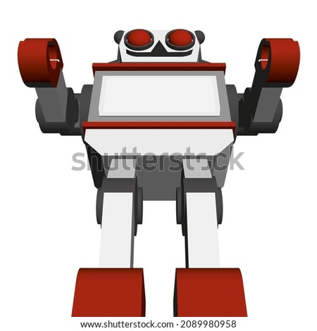Toy robot isolated on white background. 3D. Front view. 3D illustration
