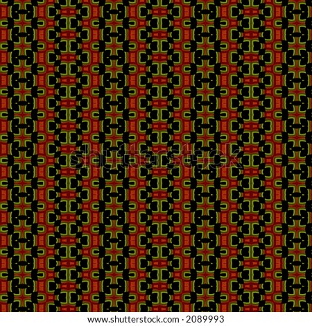 3D Fractal Abstract Pattern Design - 3D abstract render of block shapes in a red, orange green and black pattern.