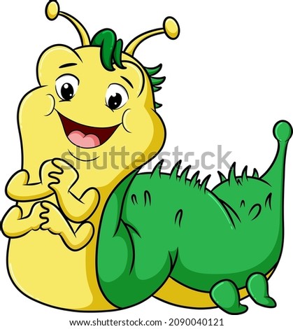 The caterpillar with the cute antenna is giving the cute expression of illustration