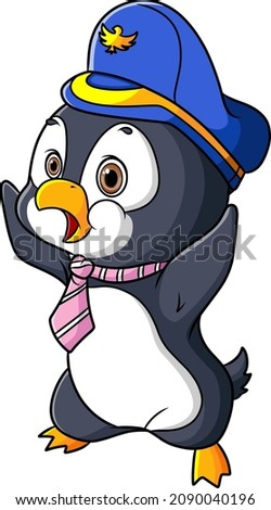 The little penguin is shocked and wearing cap of illustration