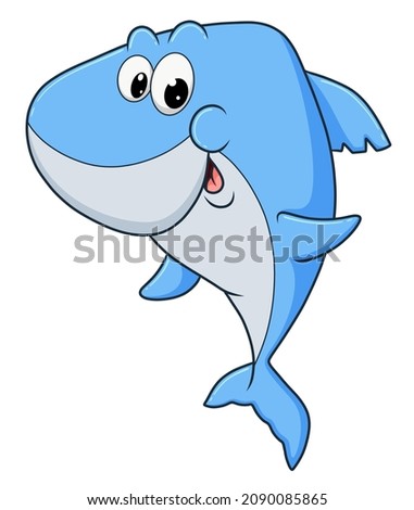 The big shark is smiling and waving hand of illustration