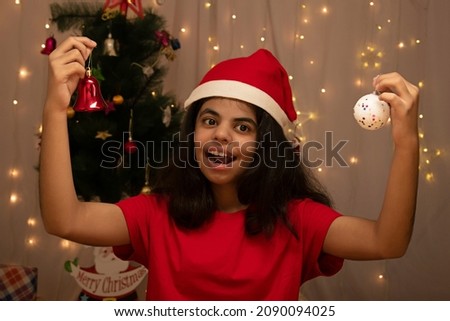 Girl celebrating christmas stock photo