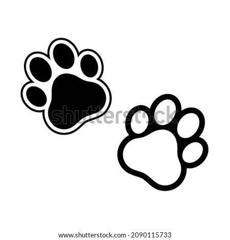 Dog and cat paw print vector icon. Paw of an animal, canine footprints. Traces of dog paws, dog paws. Trace of the cat, imprint of a tiger's track or lion. Royalty-Free Stock Photo #2090115733