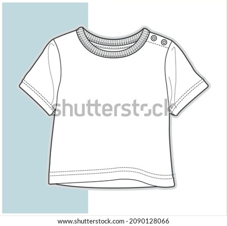 baby t shirt vector flat sketch, t shirt design technical drawing, baby t shirt mockup