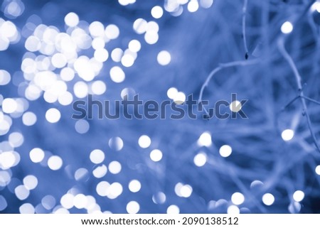 Light lights in blurry twigs. Color of the year.