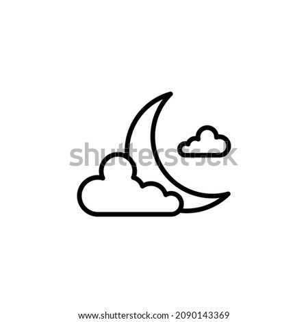 Moon, Night, Moonlight, Midnight Line Icon, Vector, Illustration, Logo Template. Suitable For Many Purposes. Royalty-Free Stock Photo #2090143369