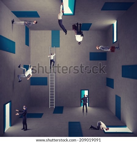 Concept of confusion and right strategy of a businessman Royalty-Free Stock Photo #209019091