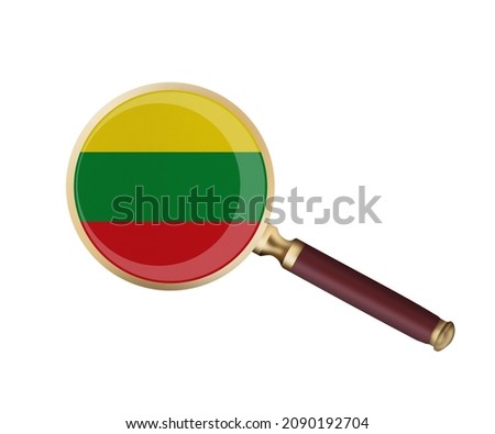 World countries. Ghana flag in magnifier's lens. Universal clip art on a white background