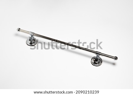 Stainless steel towel hanger  isolated on white background.High resolution photo.Top view. Mock-up.