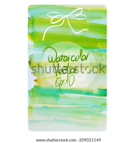 vector watercolor frame with space for text and bow in green