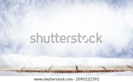 Christmas composition and winter concept. Snow landscape. Christmas and New Year border art design.