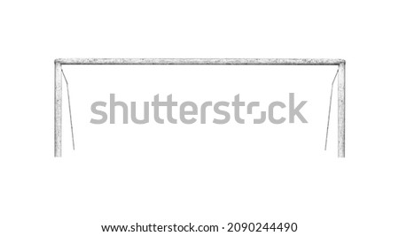 Old soccer goal isolated on a white background. Royalty-Free Stock Photo #2090244490