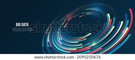 Visualization of large amounts of data in the form of 3d circles. File structuring. Data algorithms, machine learning. The visual concept of the array. Big data complex. Royalty-Free Stock Photo #2090250676