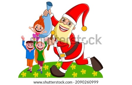 Christmas celebration enjoy the santa claus with happy family
